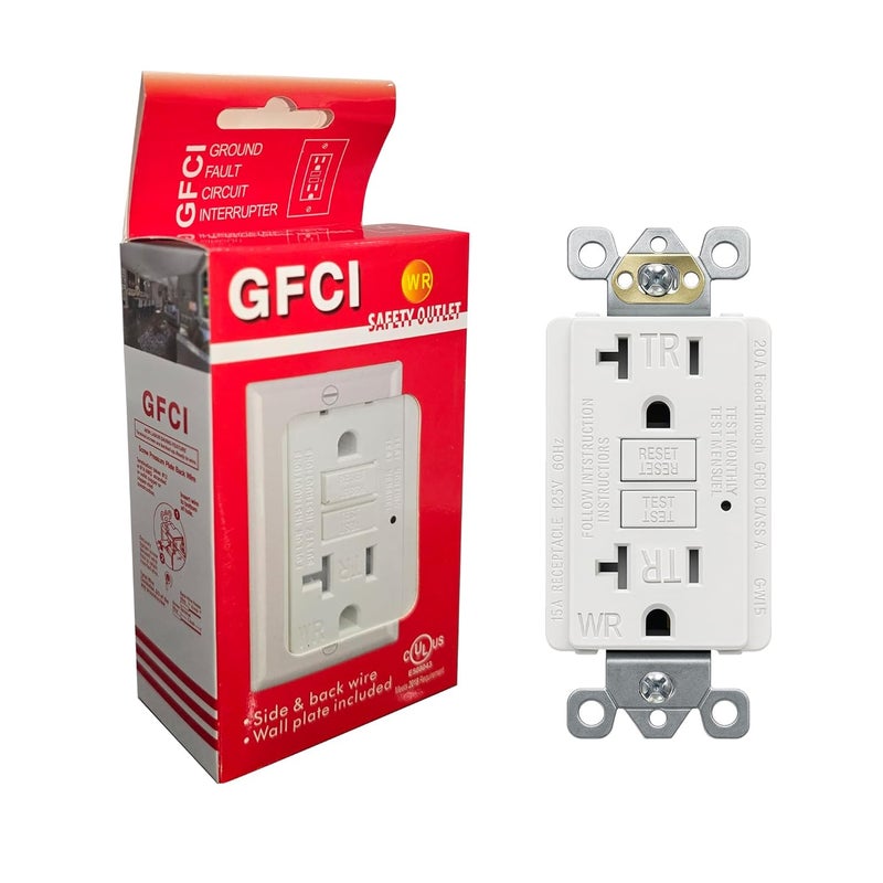 LOONAVA (20 AMP - 1 Pack) GFCI Outlet WR White – Tamper Resistant, Weather Resistant GFI Receptacle with Self-Test, LED Indicator,UL Listed, Easy Install – Ground Fault Outlet for Outdoor Use & Bathroom - Image 2